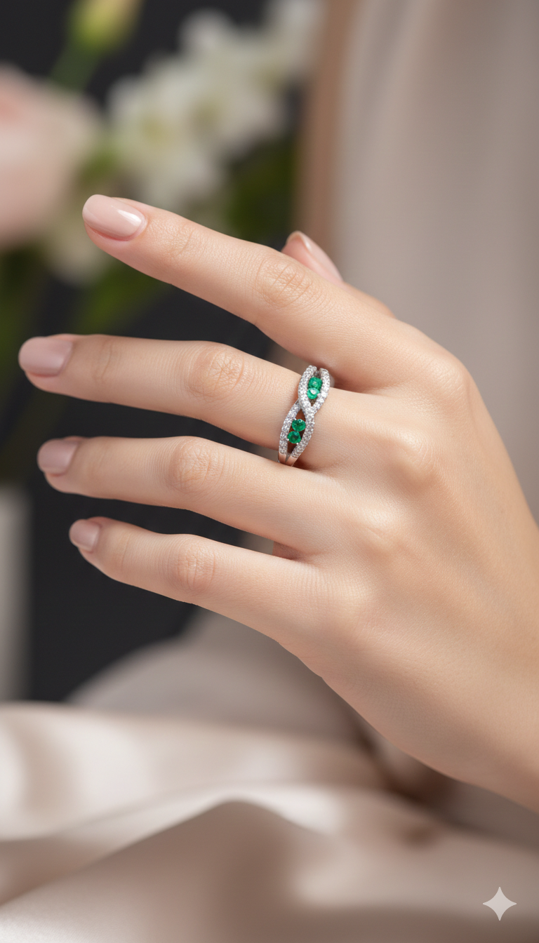The Entwined Emerald Pavee Ring_5