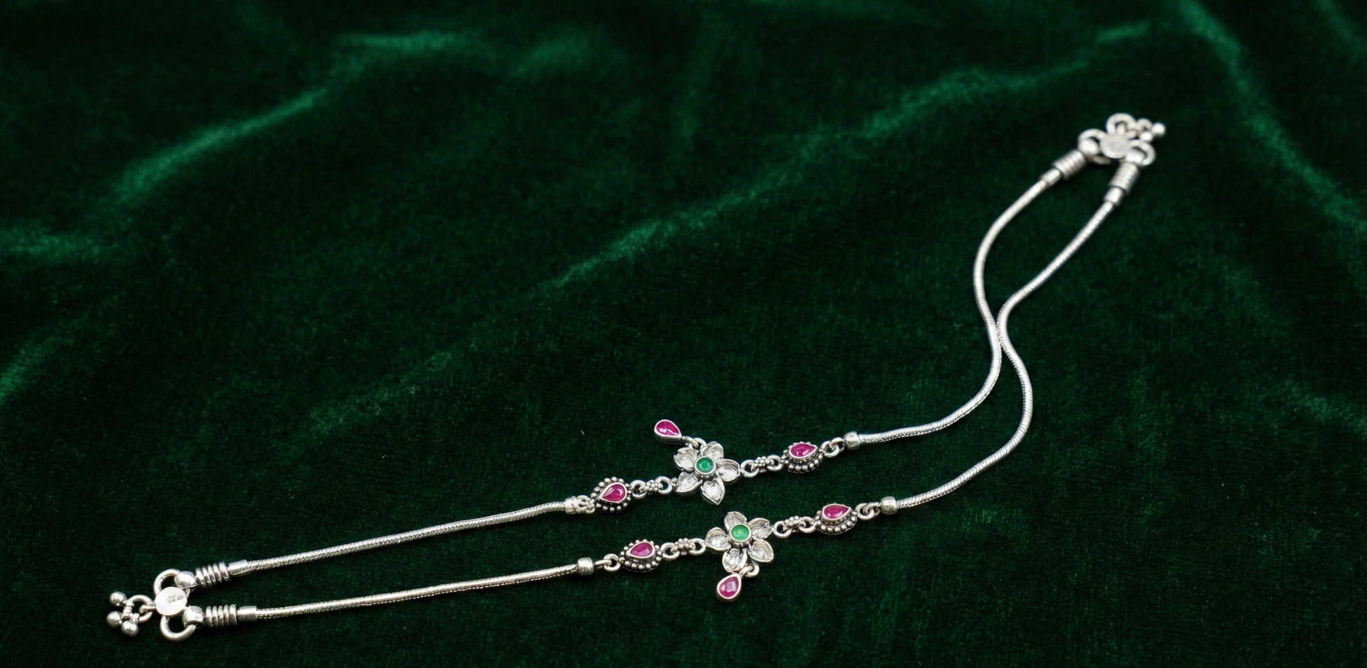 Traditional Silver Floral Payal