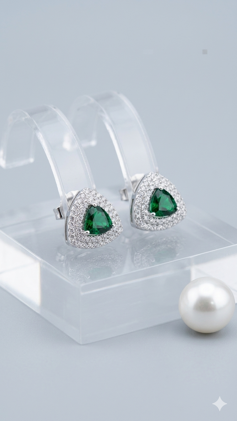 Trillion Emerald Earrings