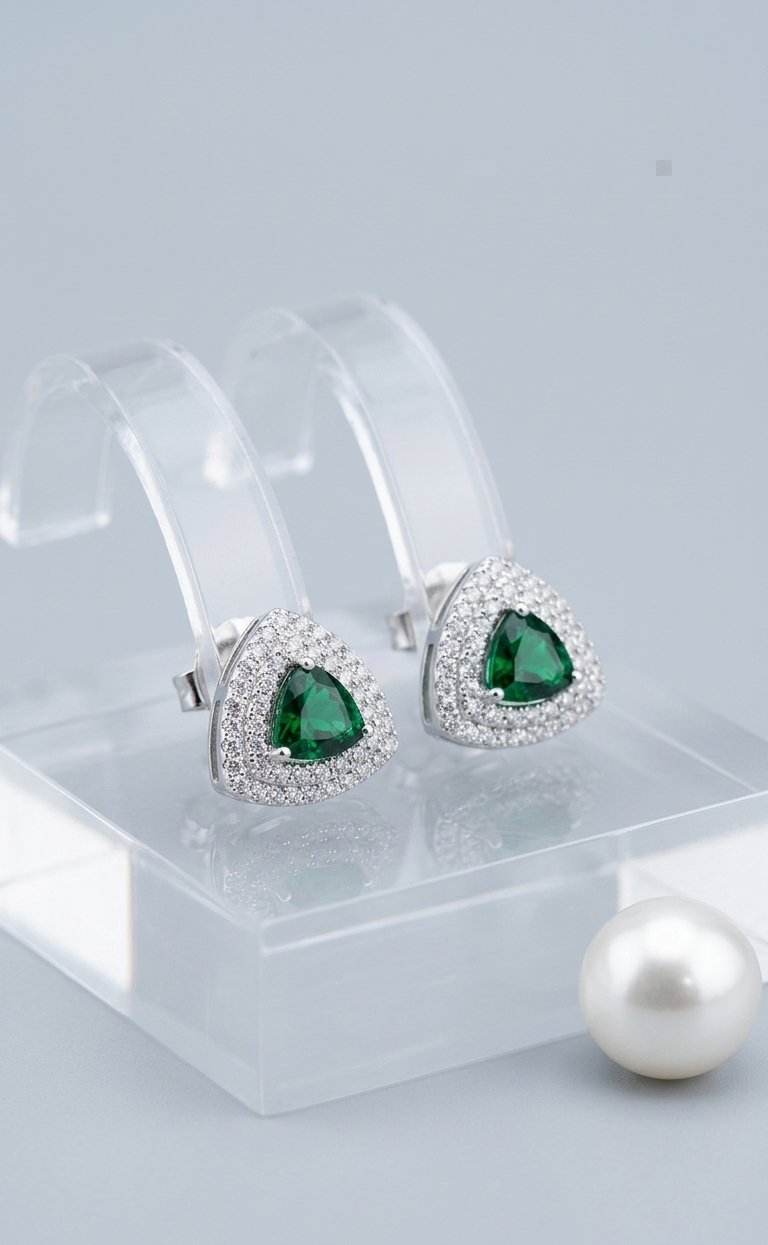 Trillion Emerald Earrings