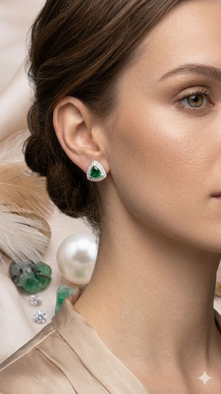 Trillion Emerald Earrings