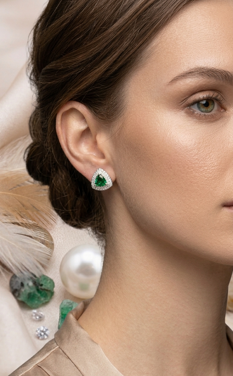 Trillion Emerald Earrings