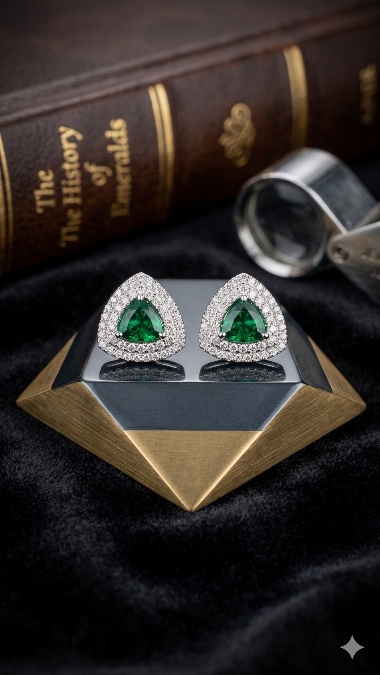 Trillion Emerald Earrings