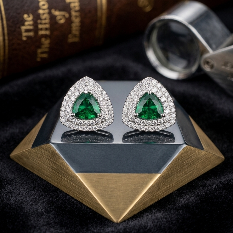 Trillion Emerald Earrings