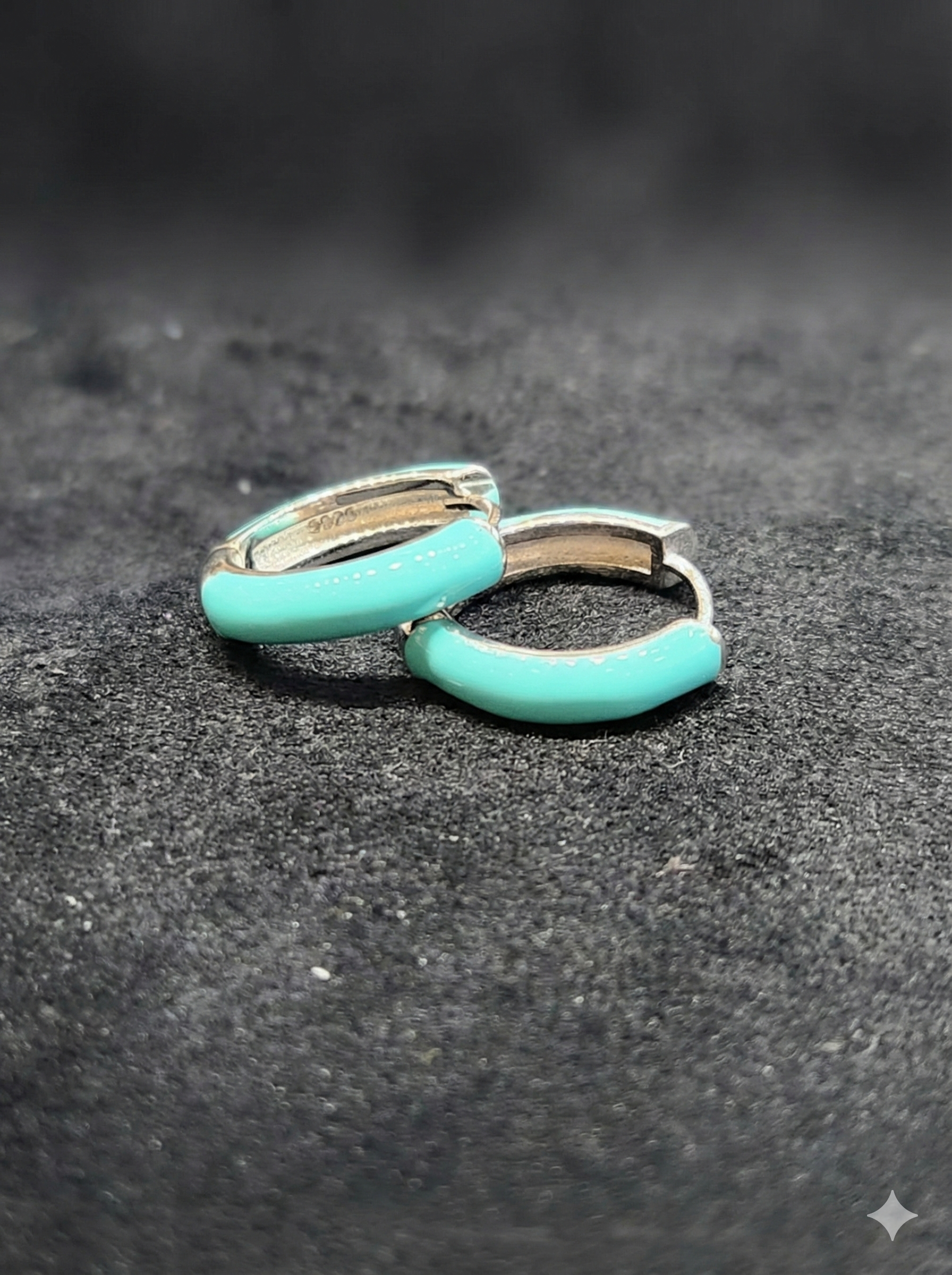 Turquoise Enamel Haggie Hoops_1