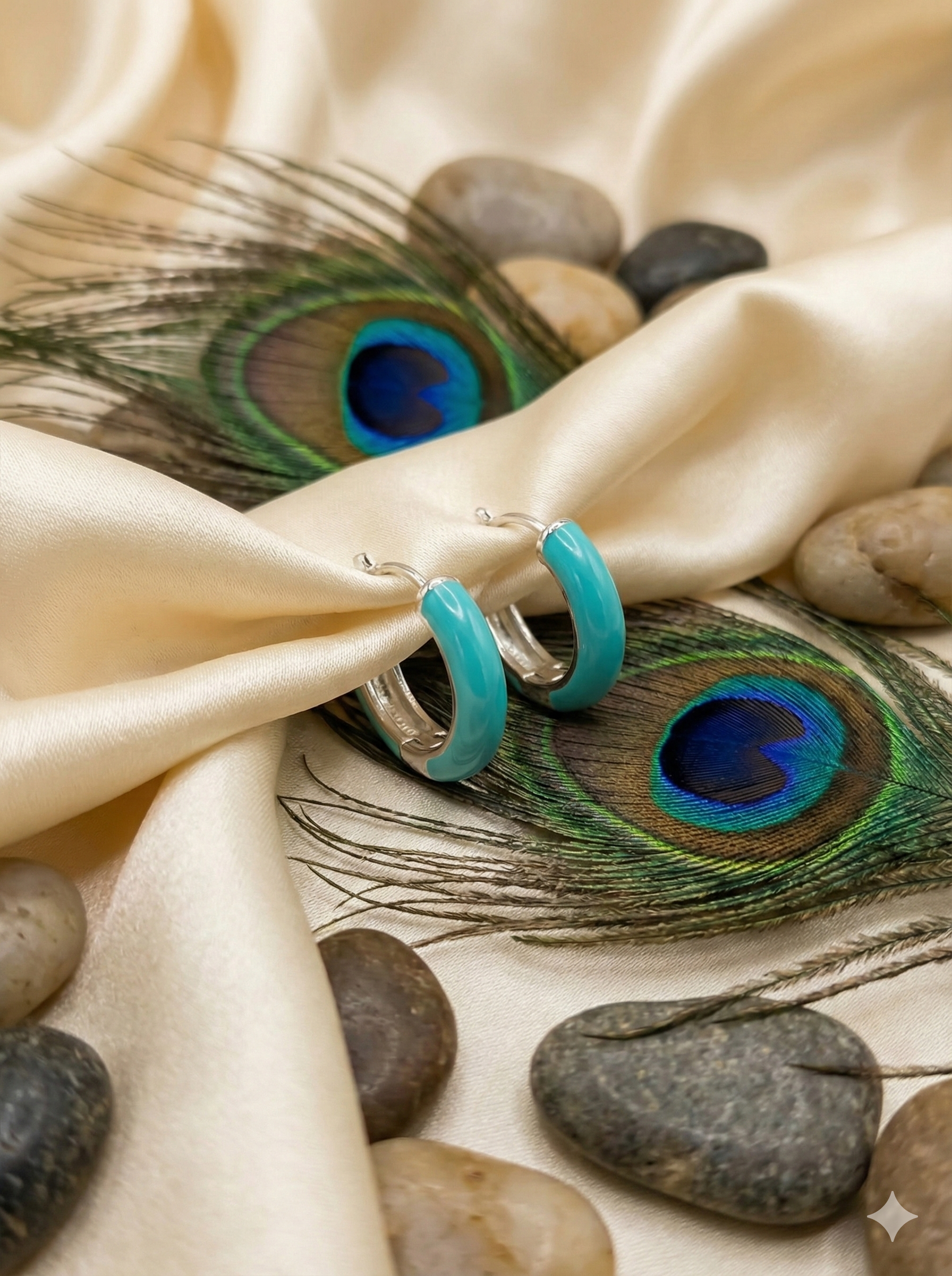 Turquoise Enamel Haggie Hoops_2