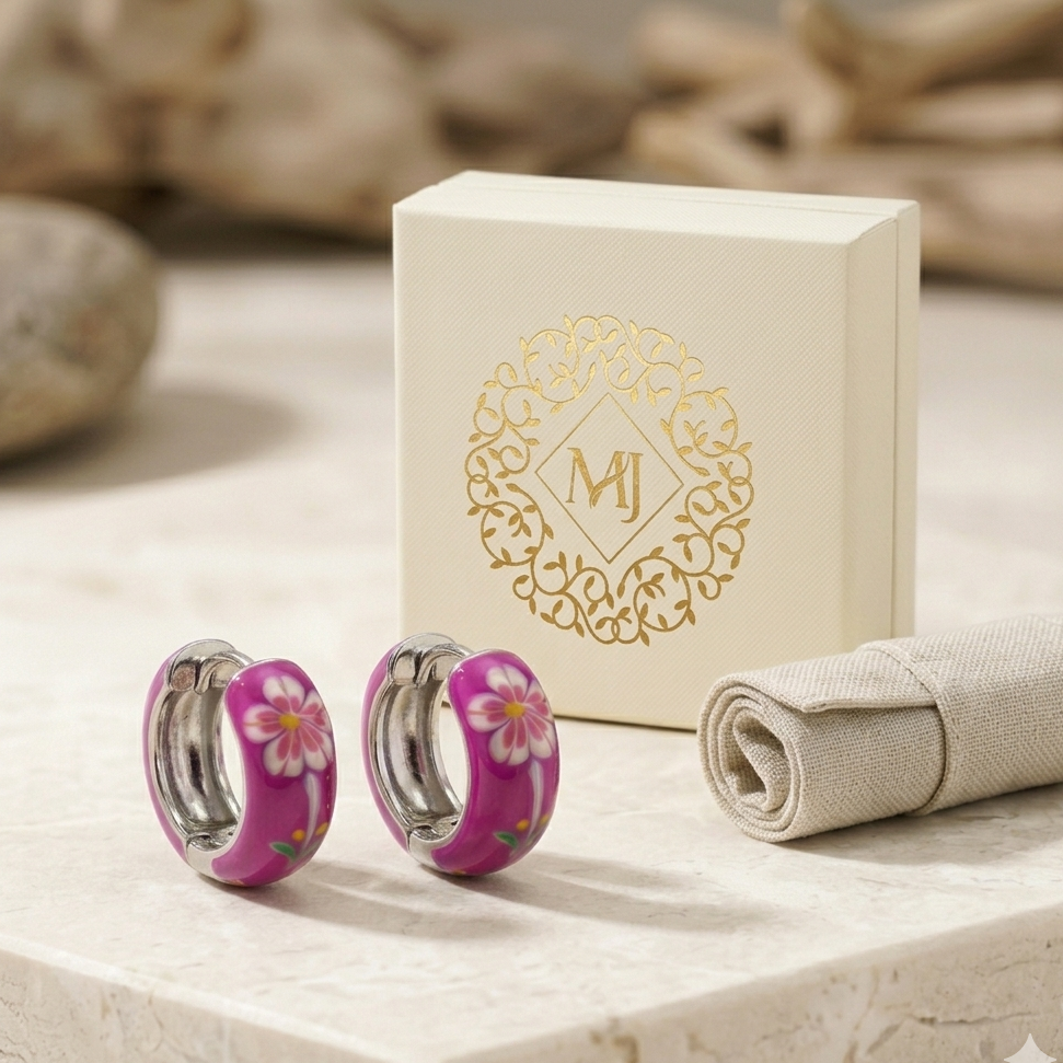Vibrant Flora Enamel Hoops