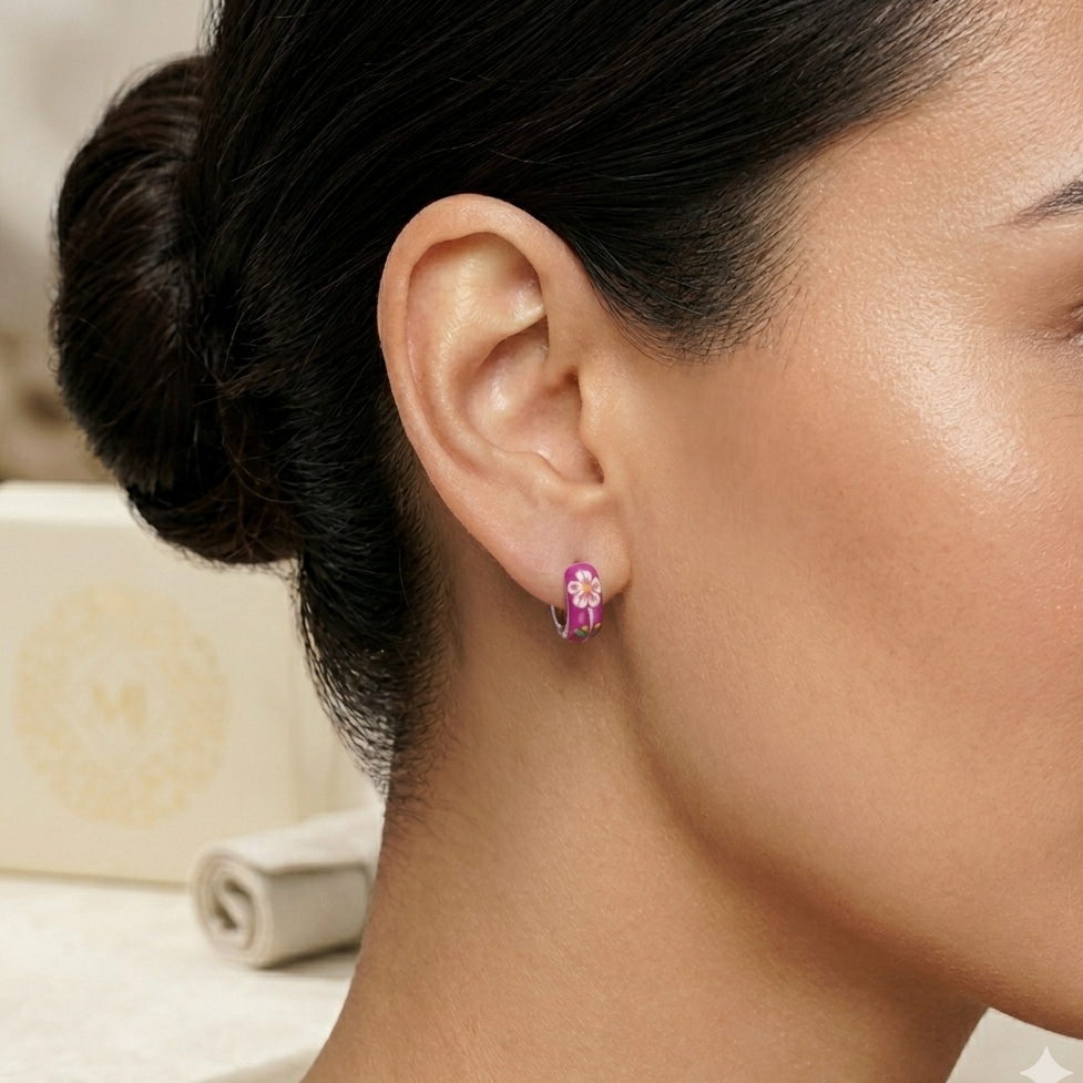 Vibrant Flora Enamel Hoops