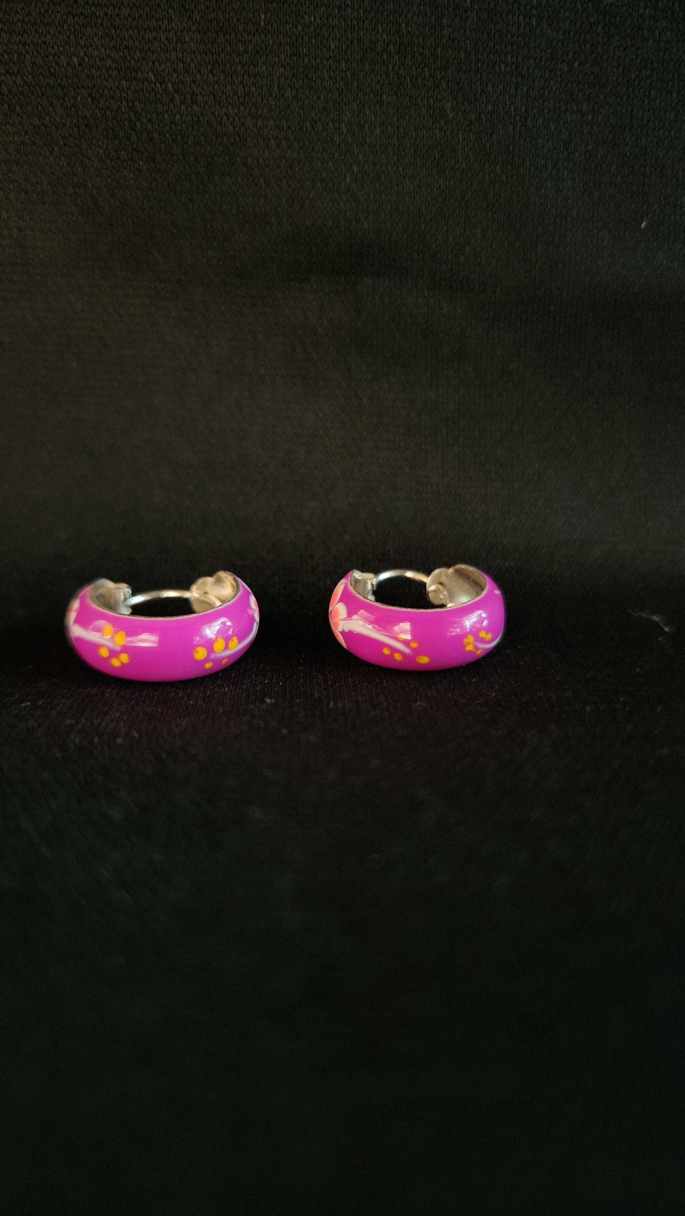 Vibrant Flora Enamel Hoops