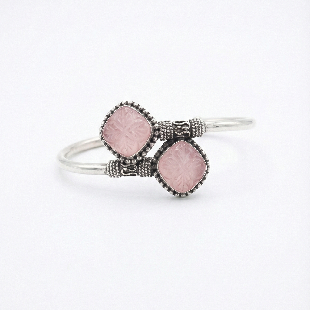 Vintage Style Pink Gemstone Bangle_1