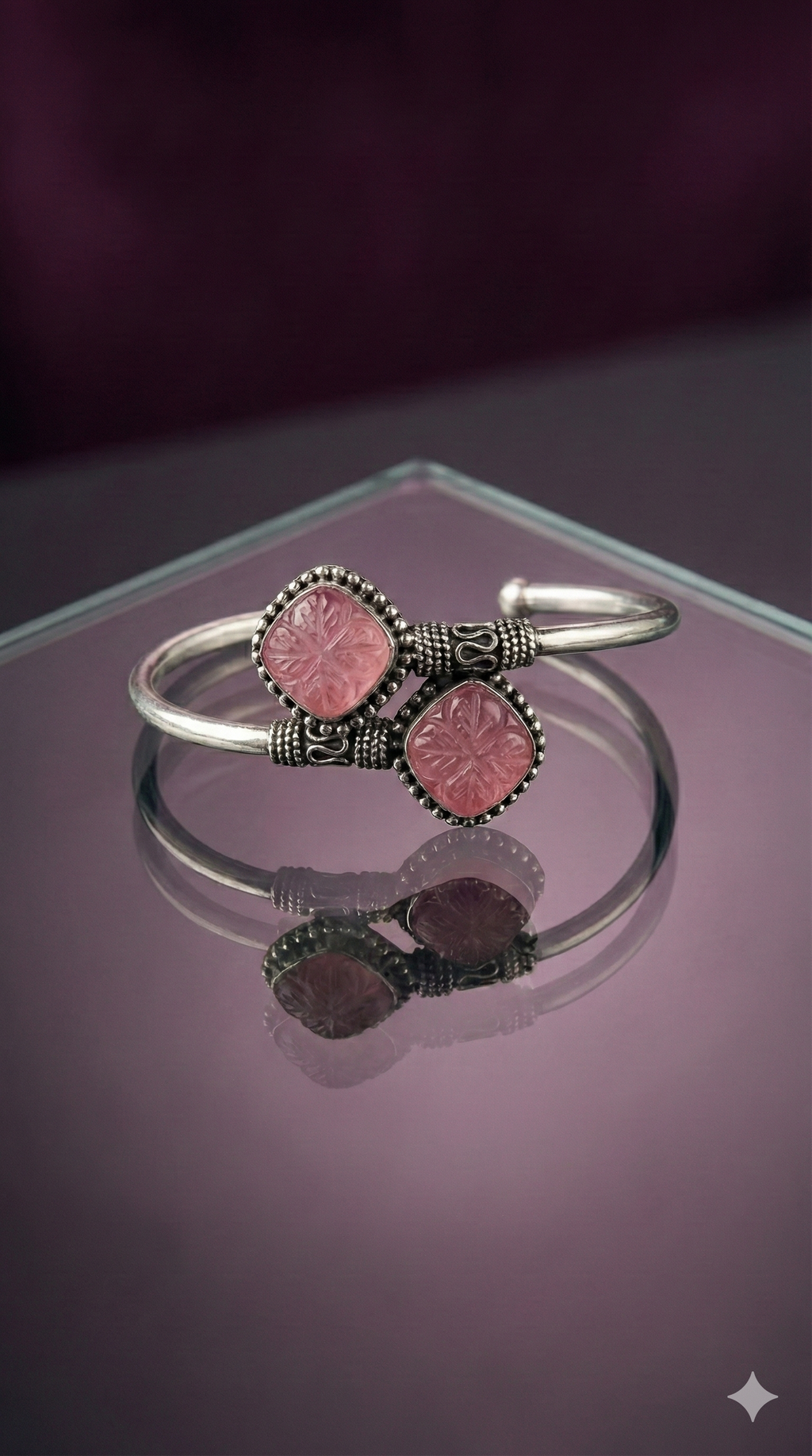 Vintage Style Pink Gemstone Bangle_3