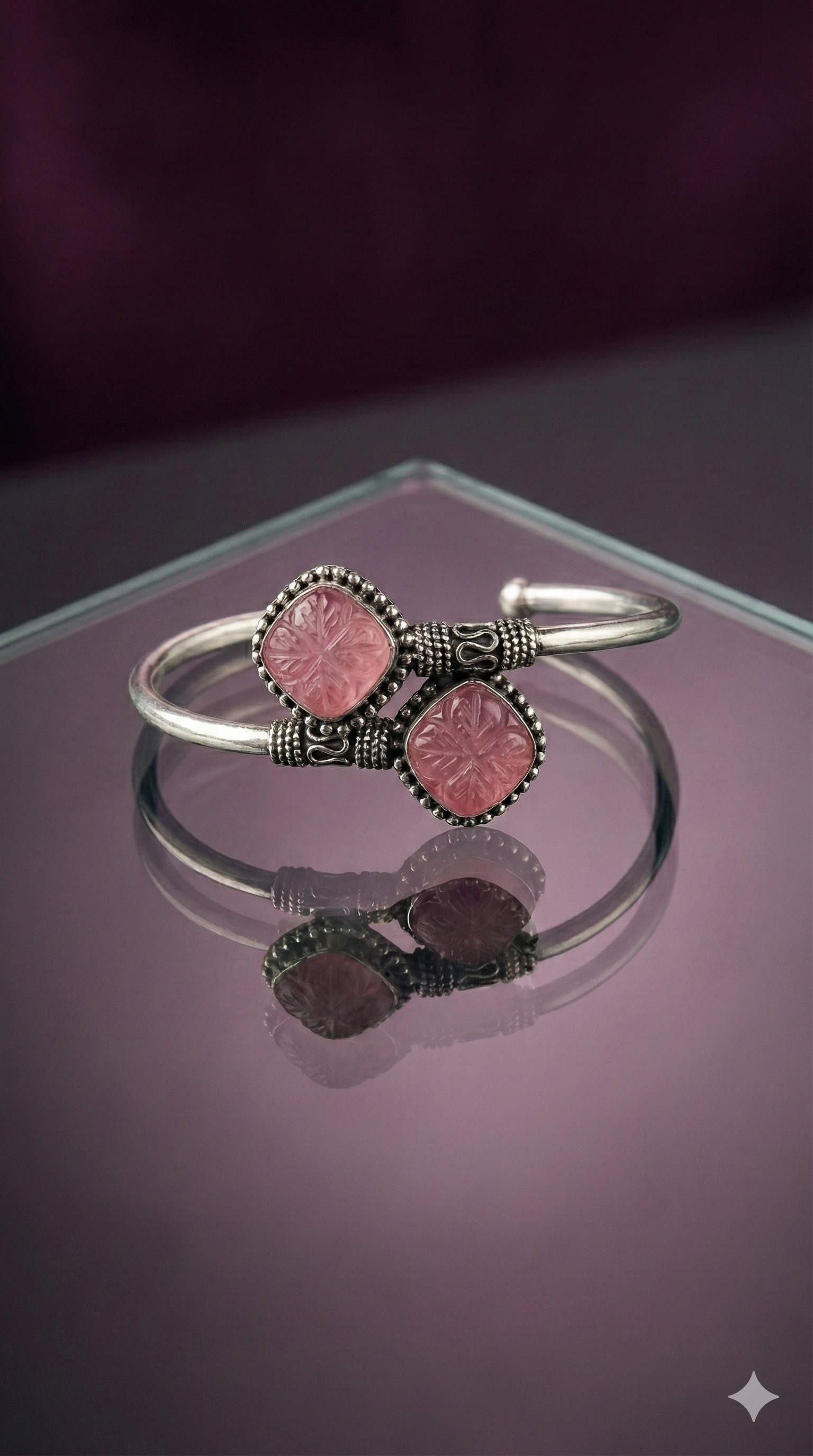 Vintage Style Pink Gemstone Bangle_3