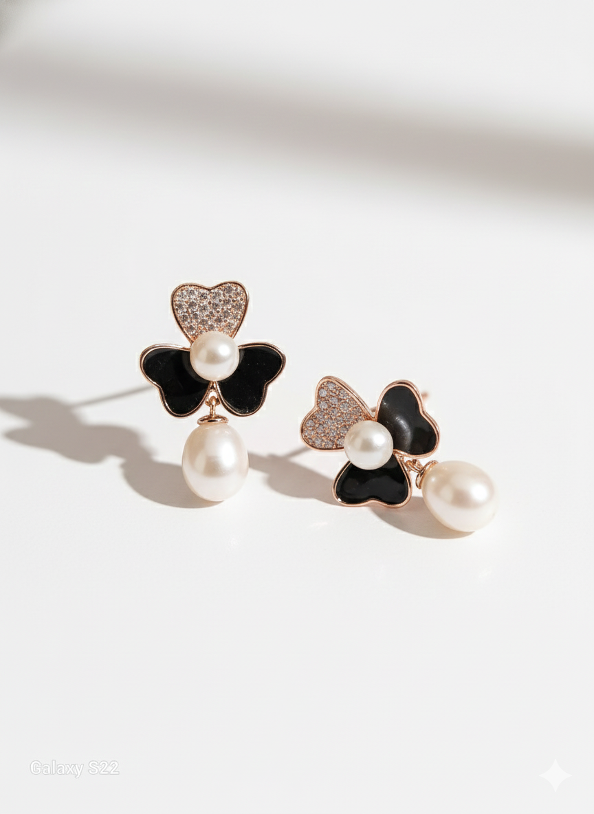 flowerButterfly shape with pearl drop_1