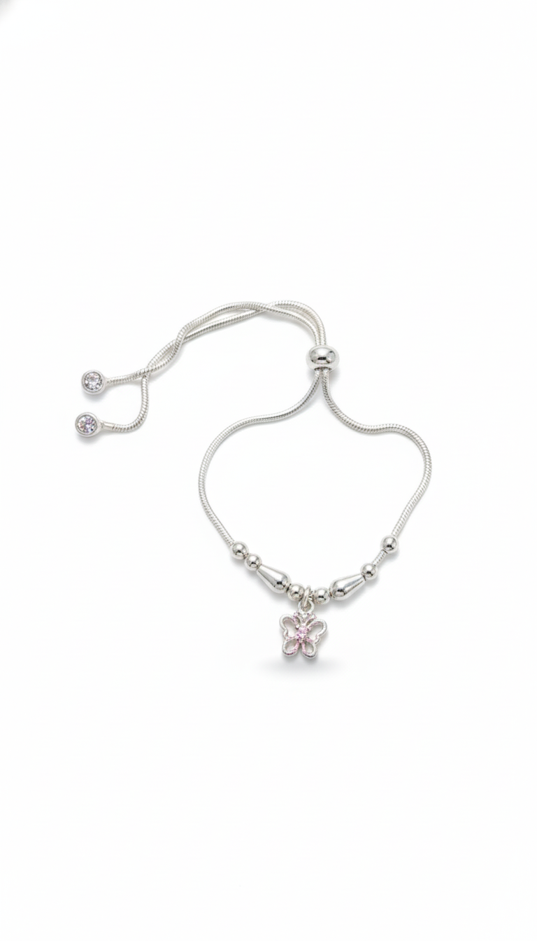 Ethereal Flight: Silver Butterfly slider Bracelet