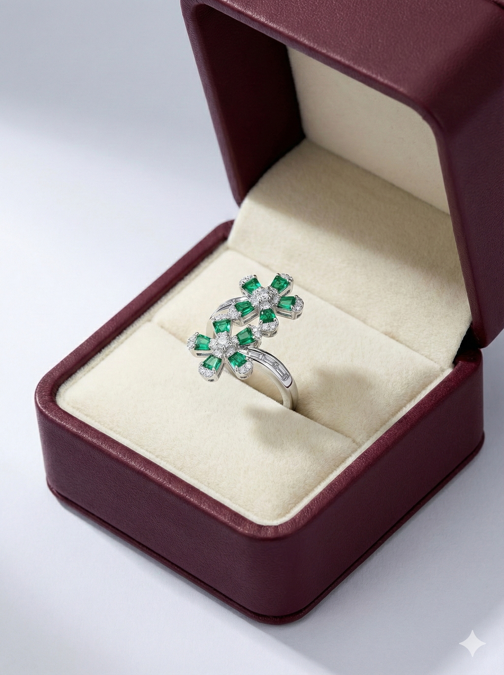Emerald Twin Bloom Ring