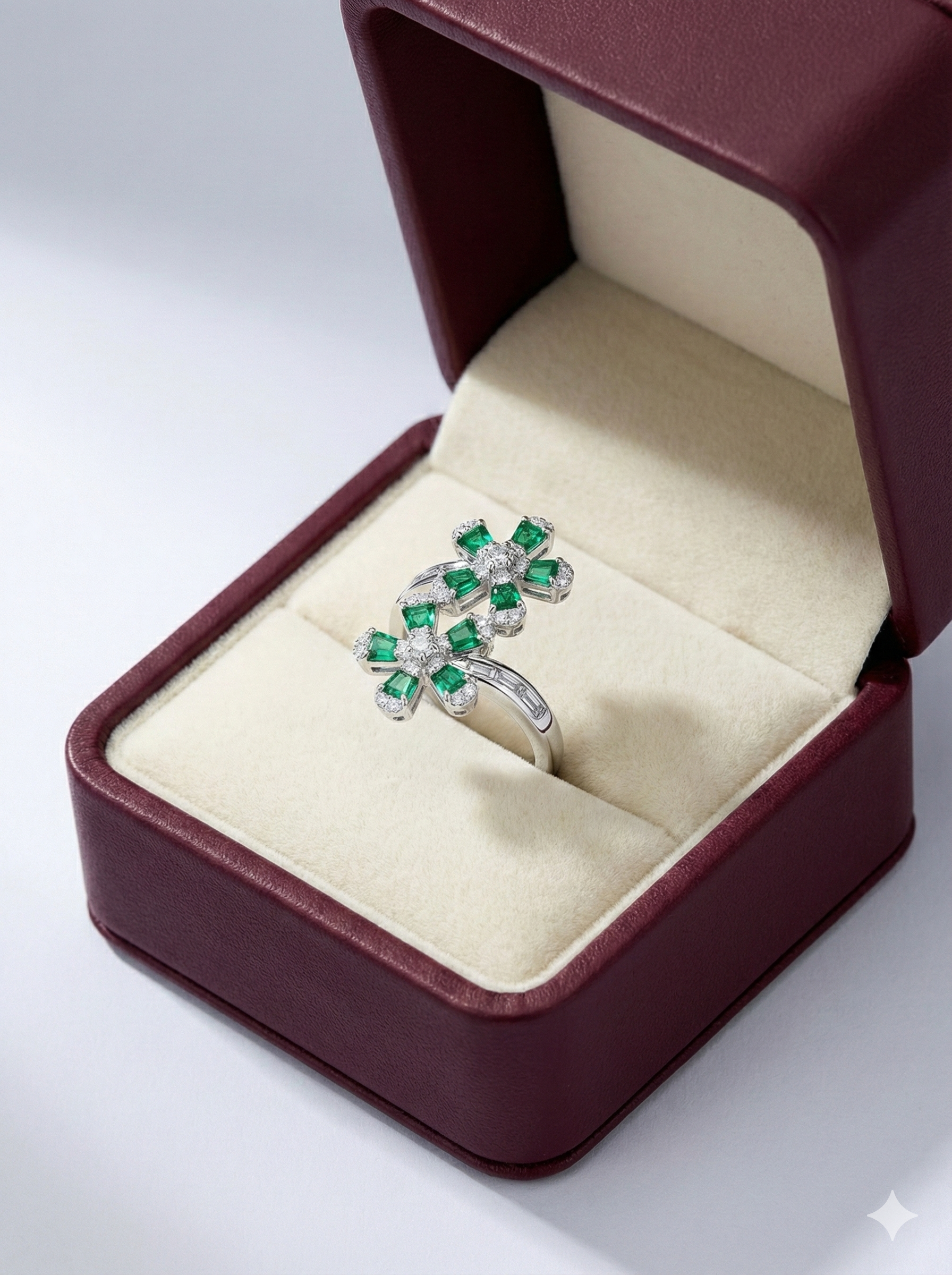 Emerald Twin Bloom Ring