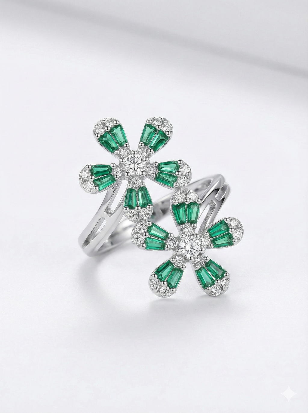 Emerald Twin Bloom Ring