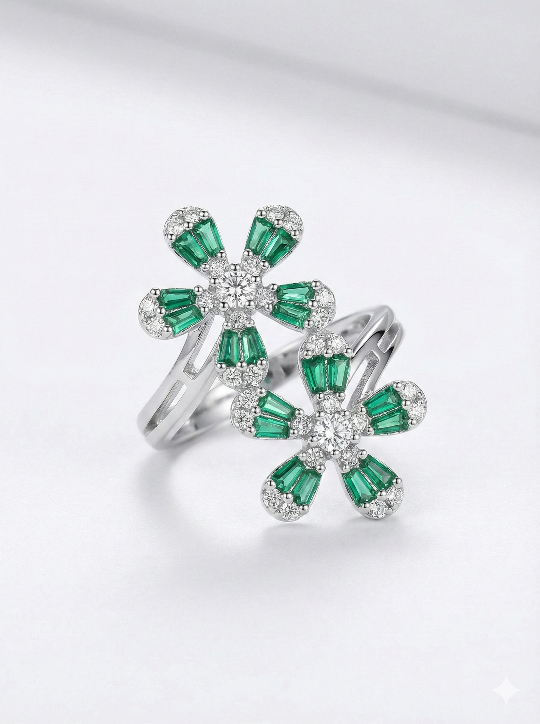 Emerald Twin Bloom Ring