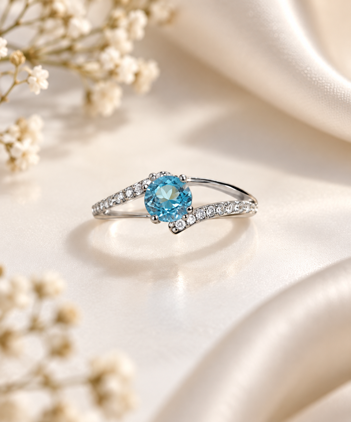Azure Elegance Solitaire Ring