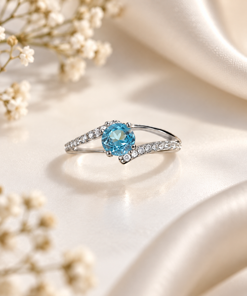 Azure Elegance Solitaire Ring by Myrah Jewels