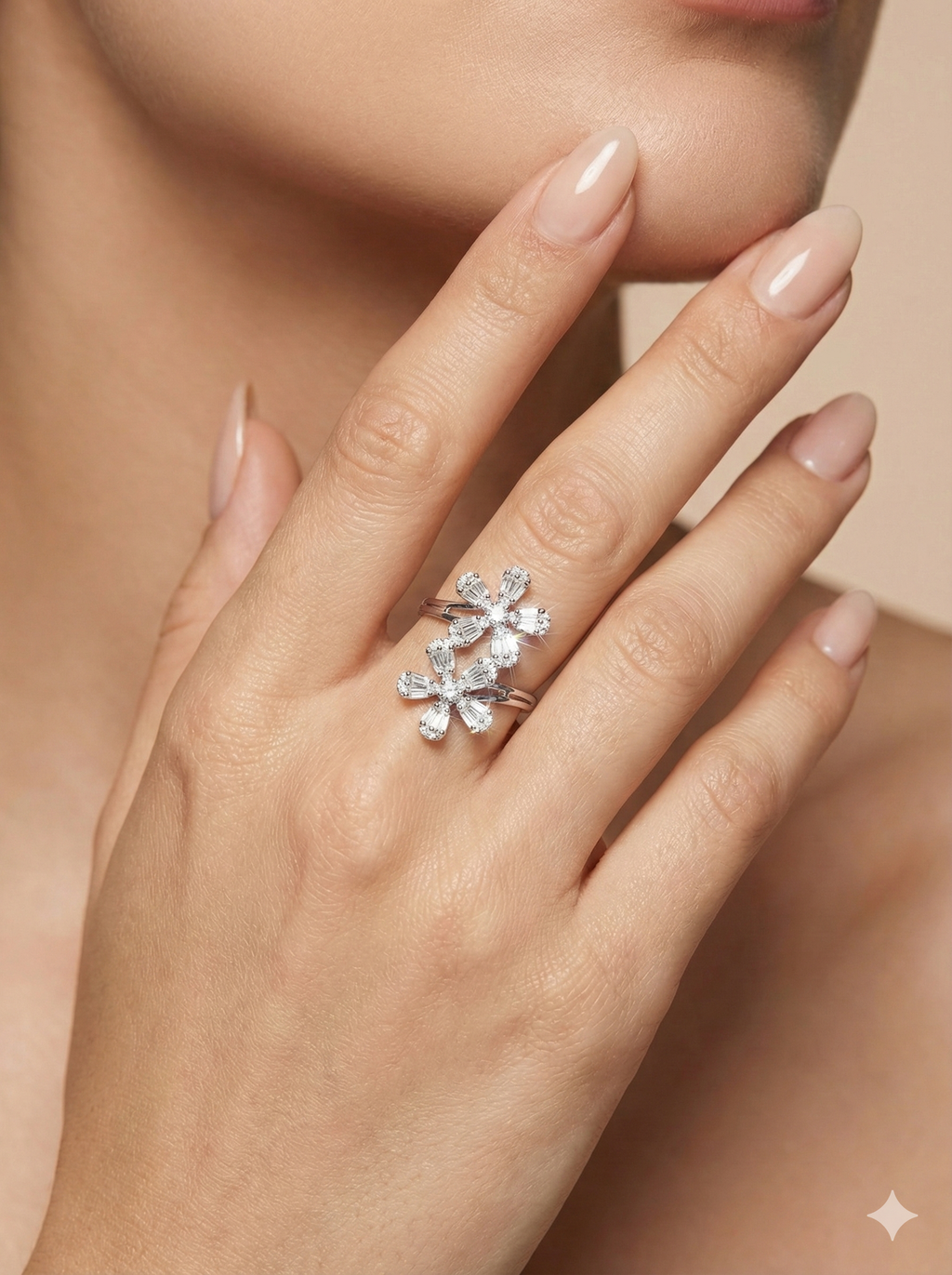 Twin Blossom Sparkle Ring