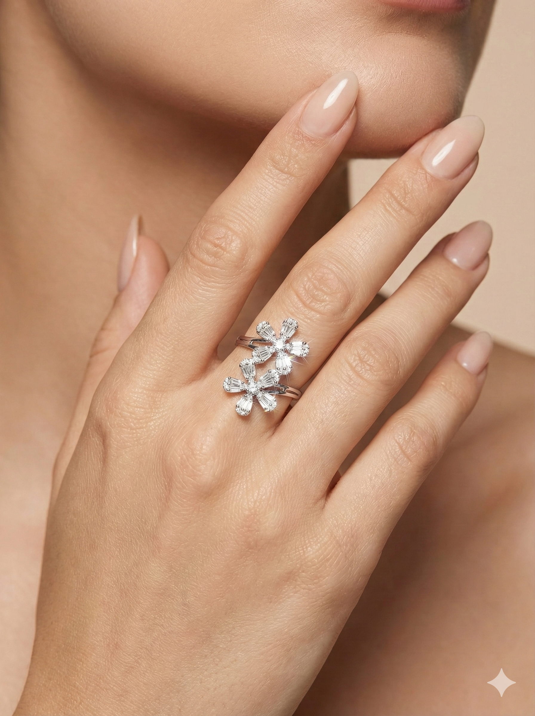 Twin Blossom Sparkle Ring