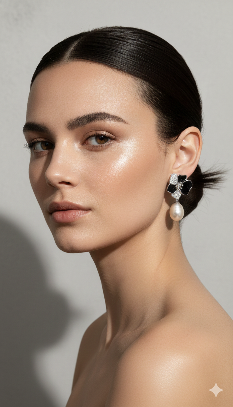 Orchid shape with a pearl