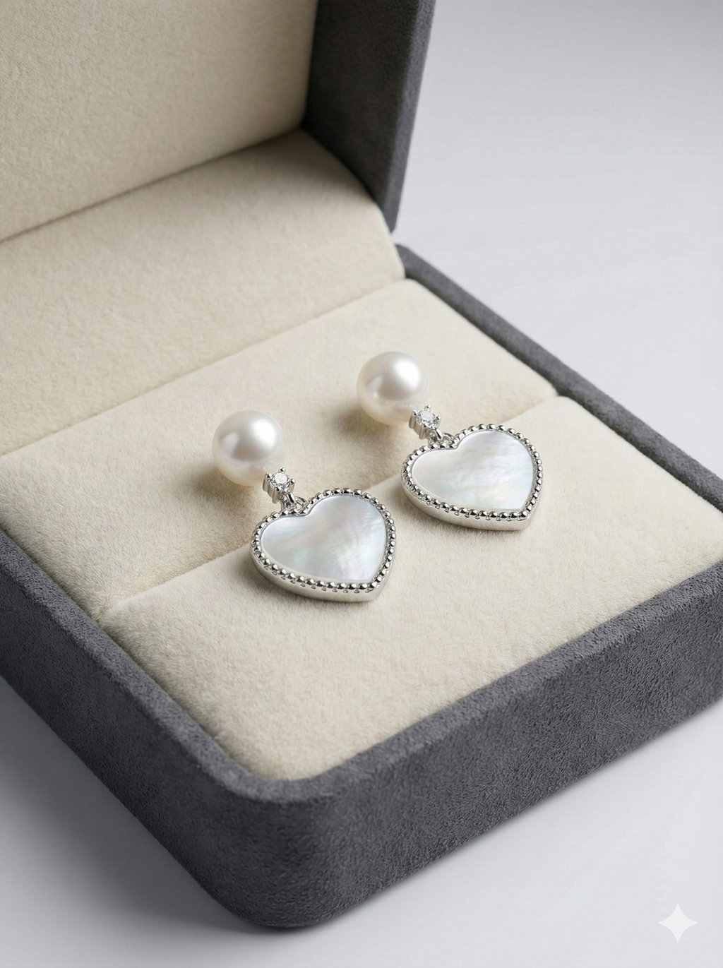 Pearl & Heart Drop Earring