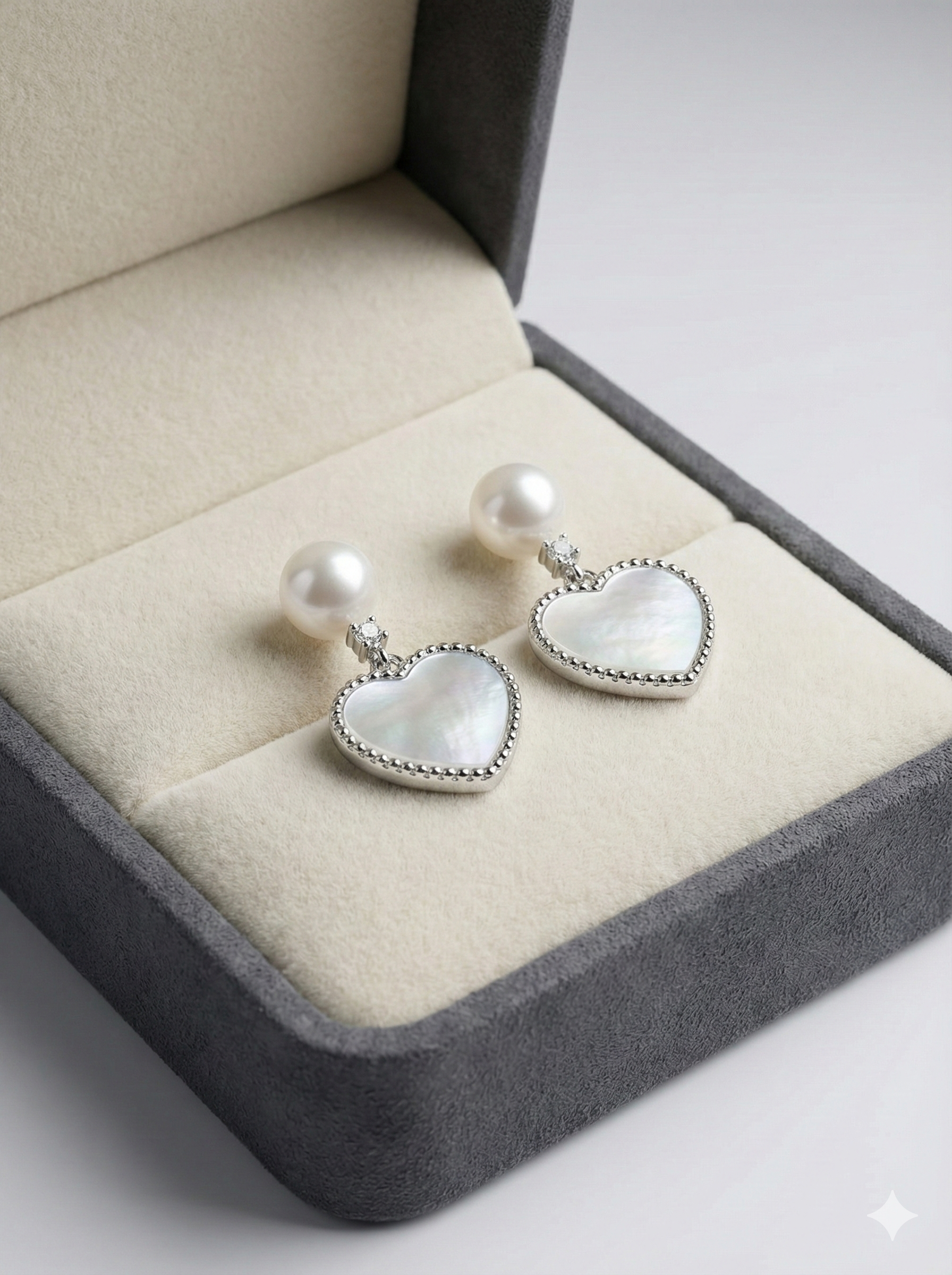 Pearl & Heart Drop Earring