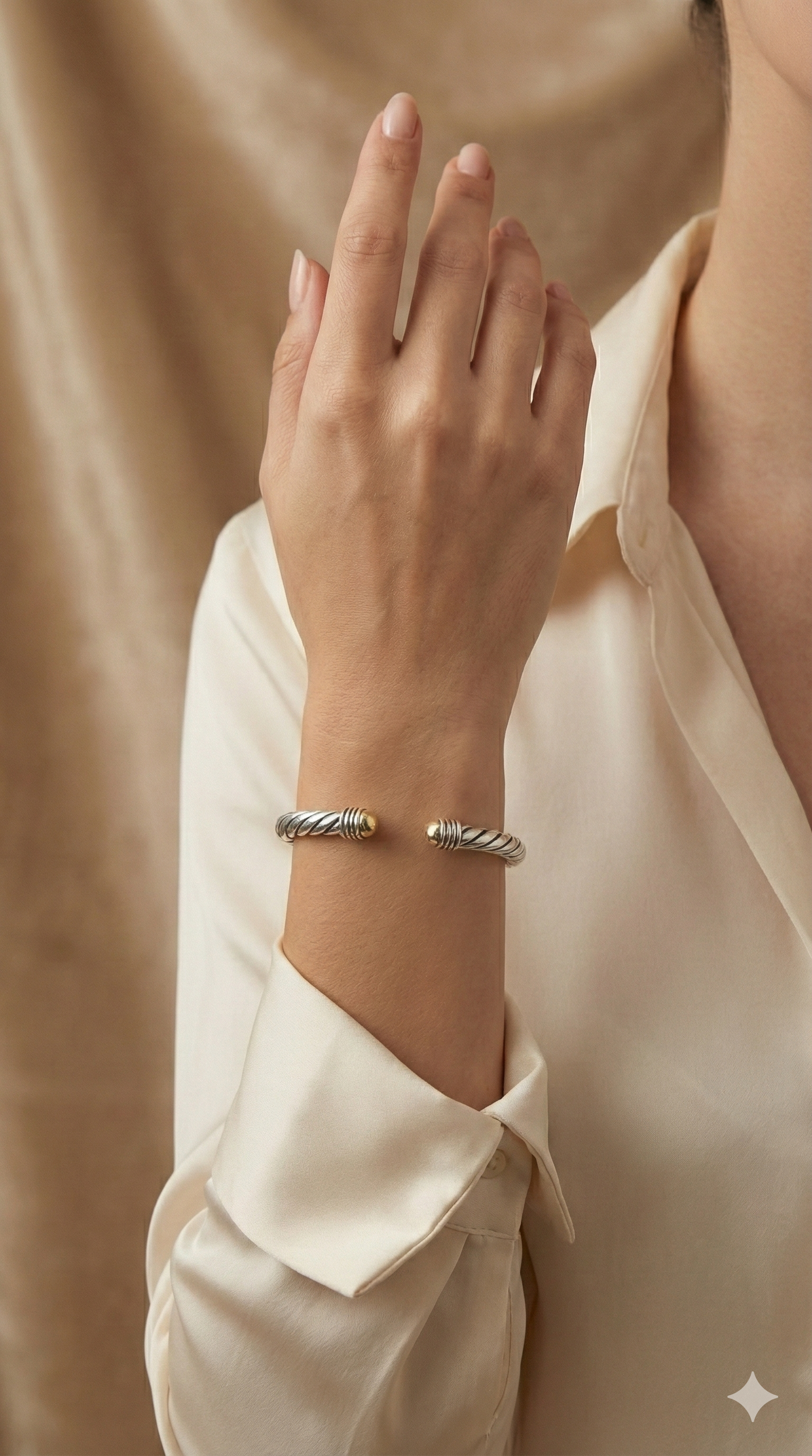 Braided Silver Twisted Cuff