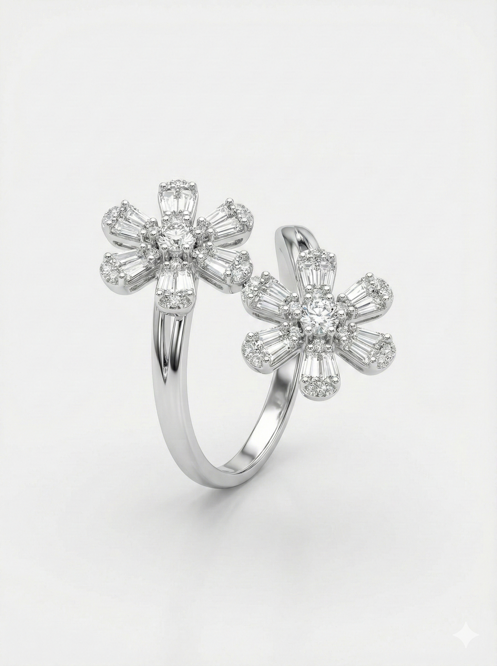 Twin Blossom Sparkle Ring