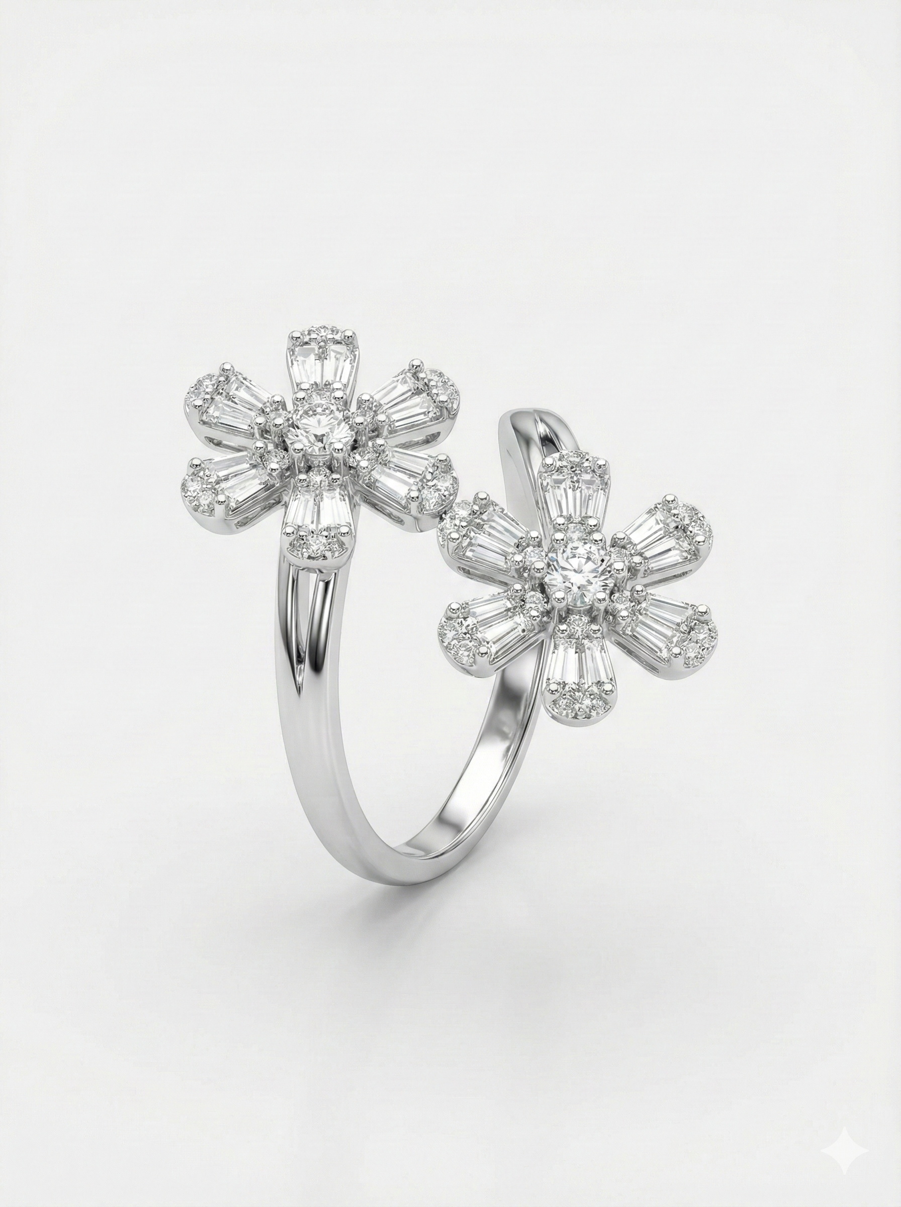 Twin Blossom Sparkle Ring