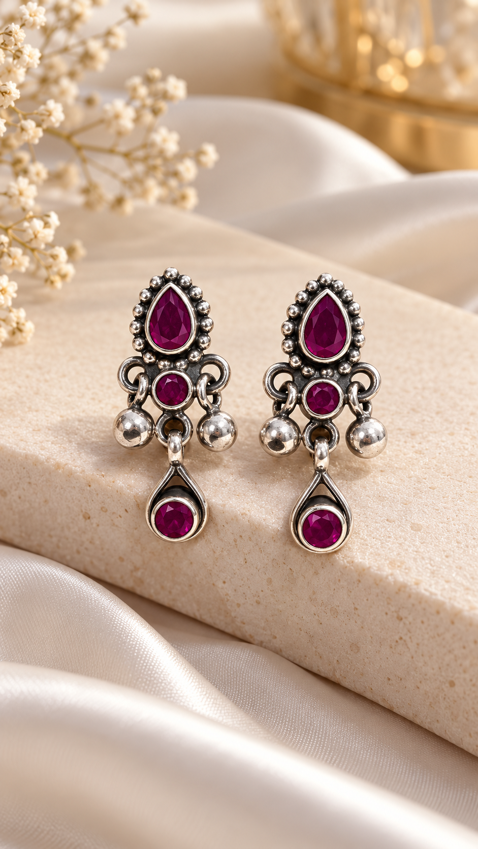 Ruby Cascade Necklace Set