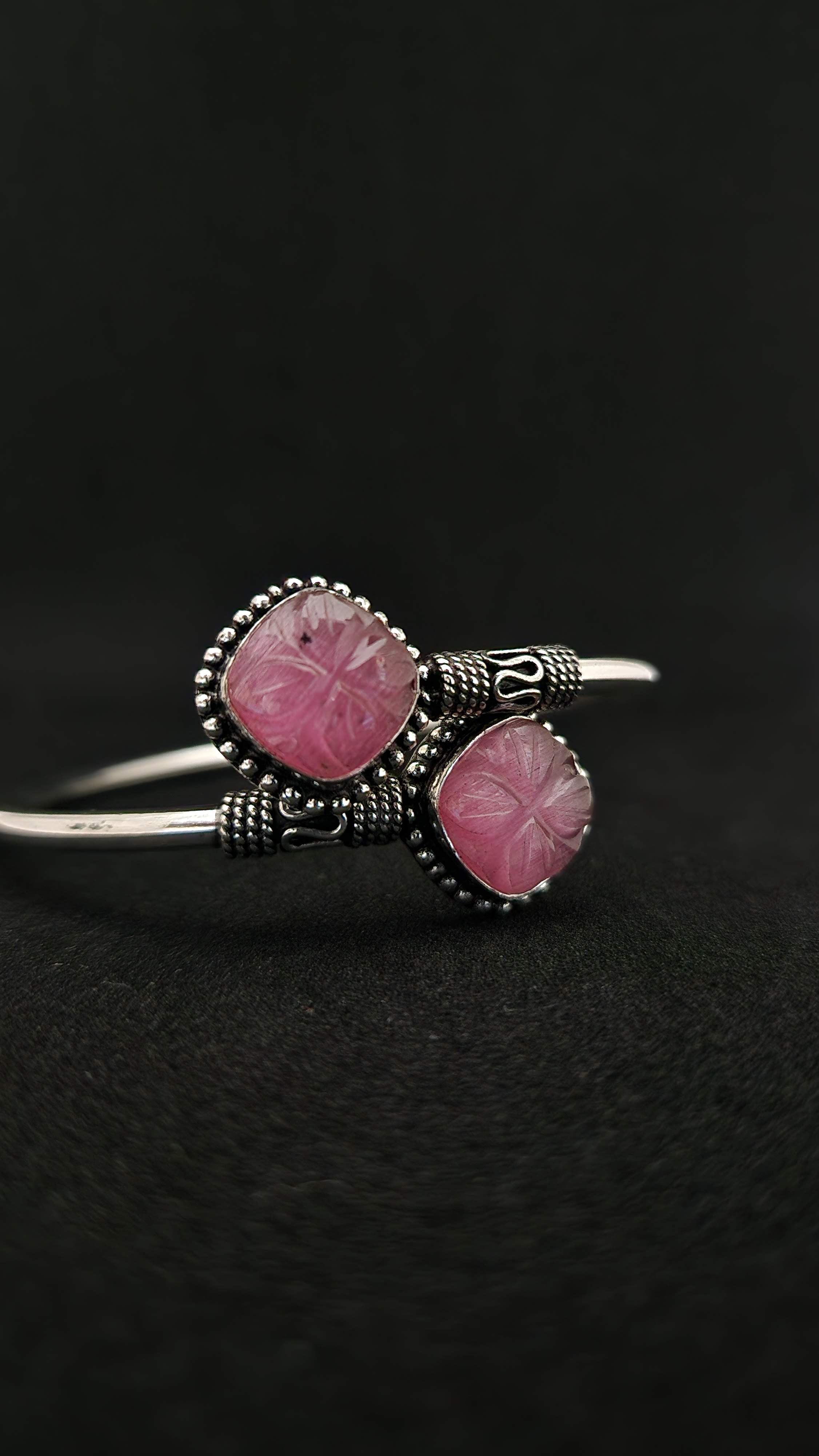 Vintage Style Pink Gemstone Bangle