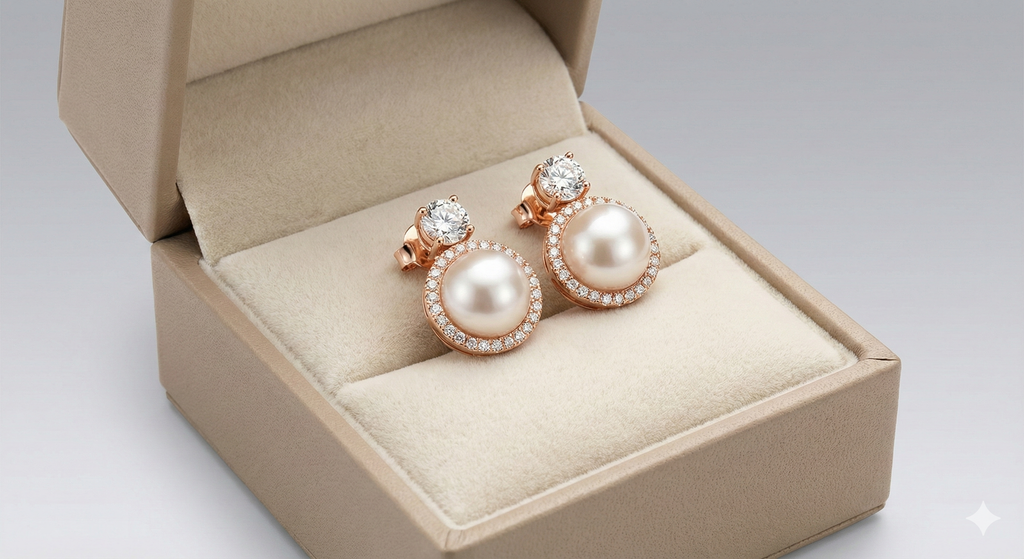 Rose Gold Pearl Studs