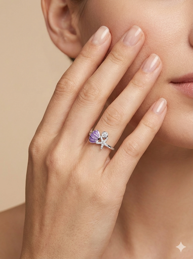 Purple shell & Starfish Ring
