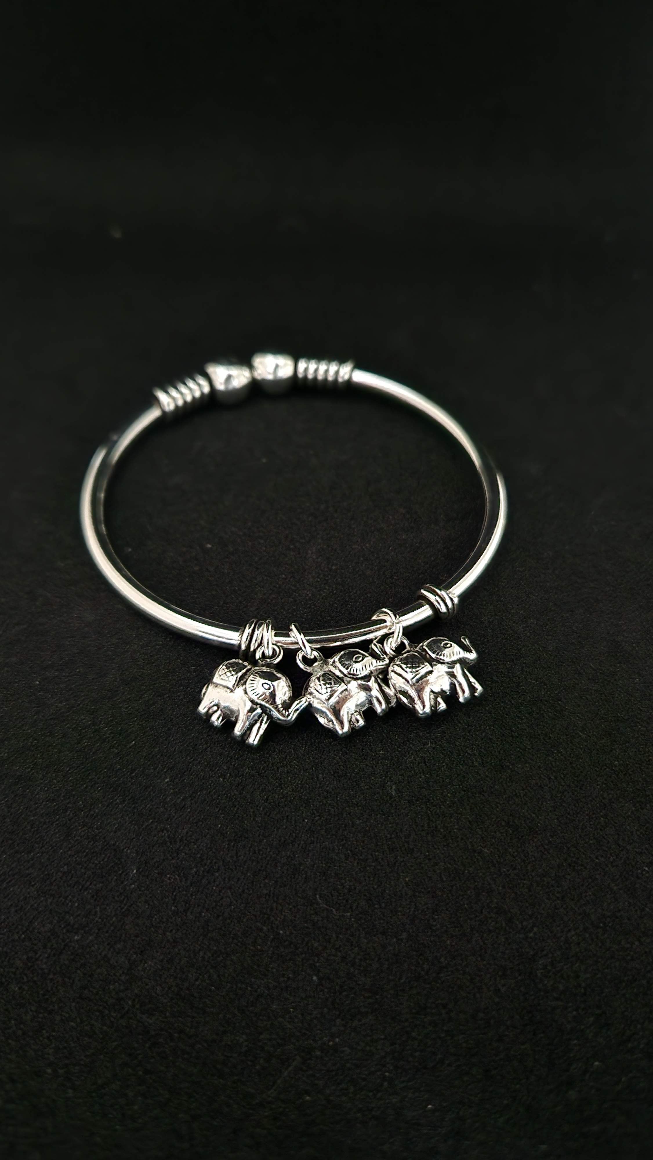 Silver Trio Elephant Charm Bracelet