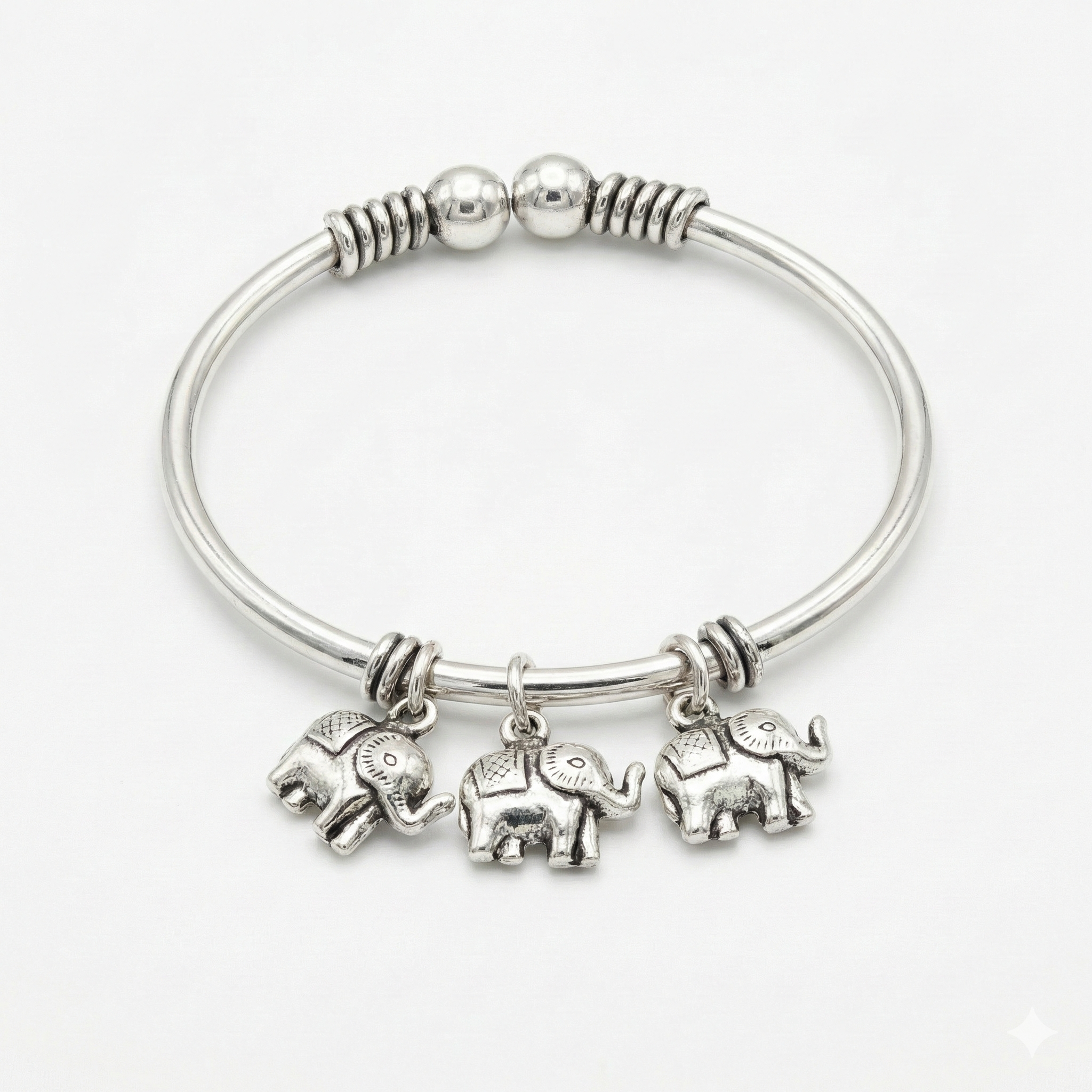 Silver Trio Elephant Charm Bracelet