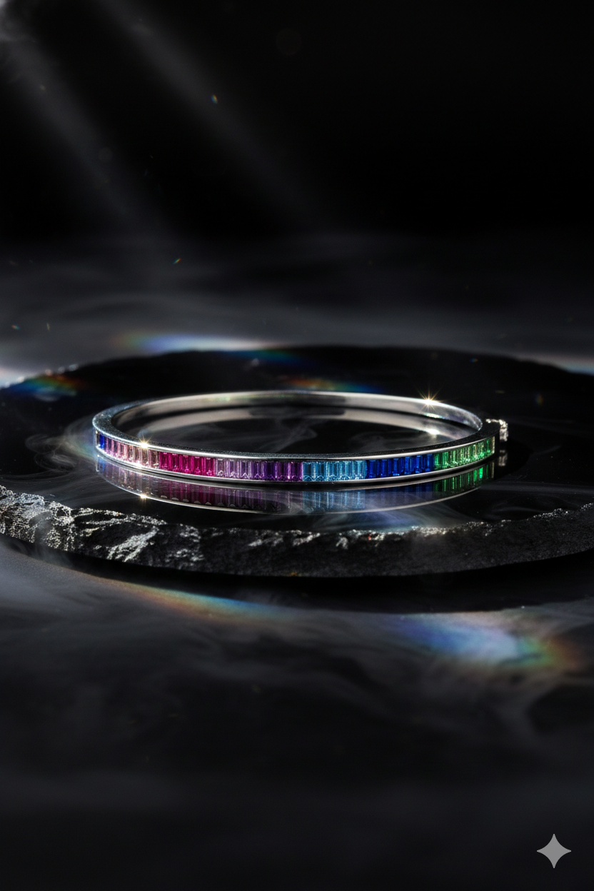 Rainbow Baguette Gemstone Bracelet