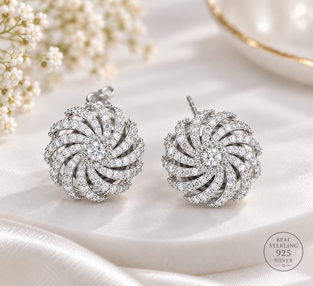 Silver Whirl Pendant Set