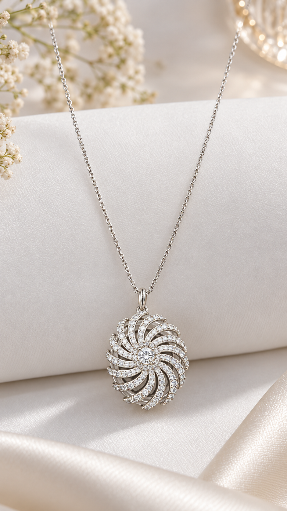 Silver Whirl Pendant Set