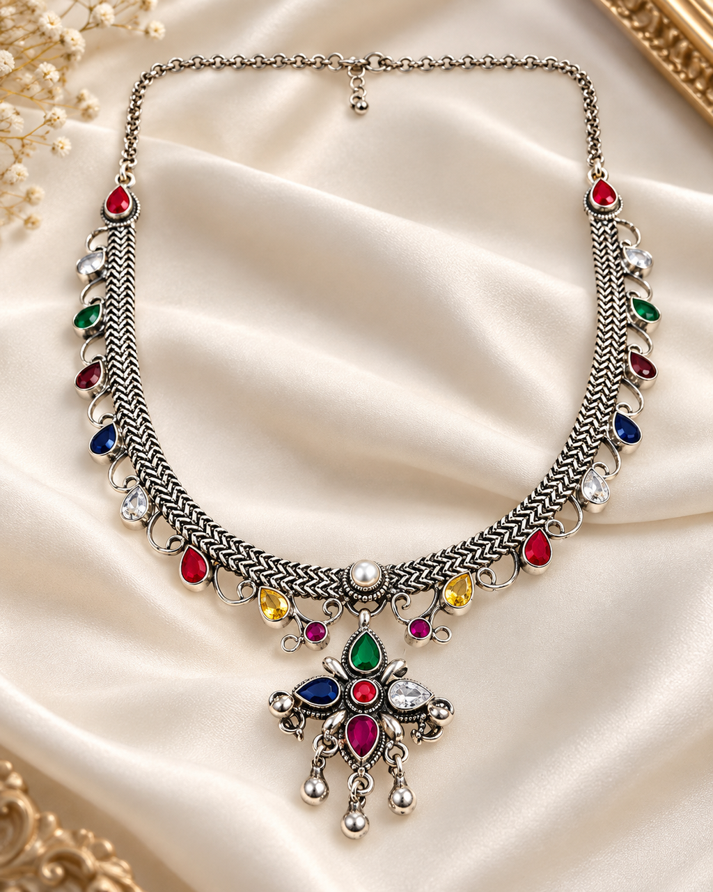Navratan Necklace Set