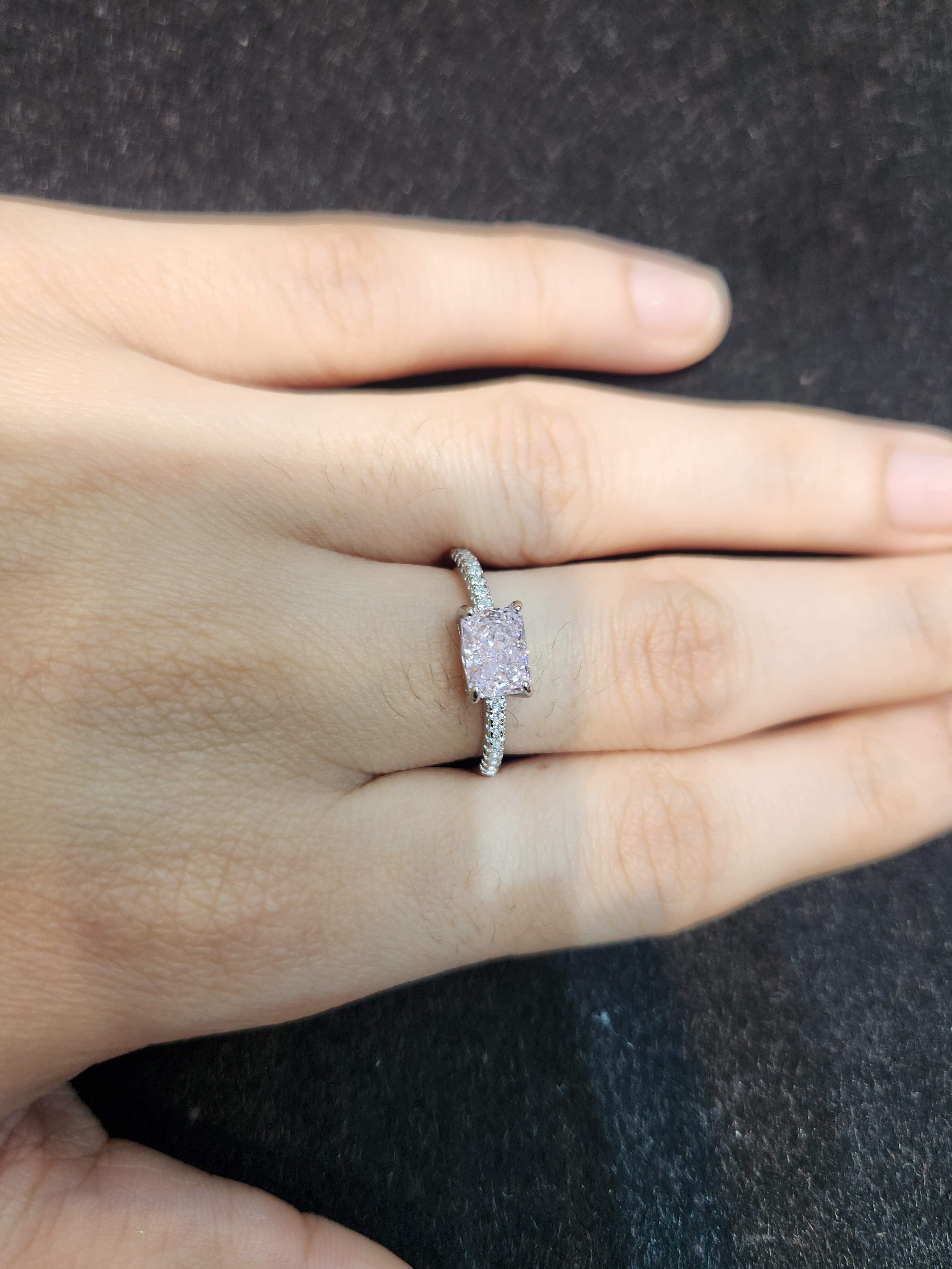 Elegant Pink Radiant Cut Ring