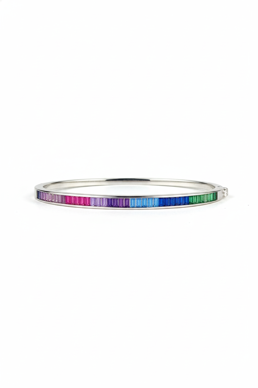Rainbow Baguette Gemstone Bracelet