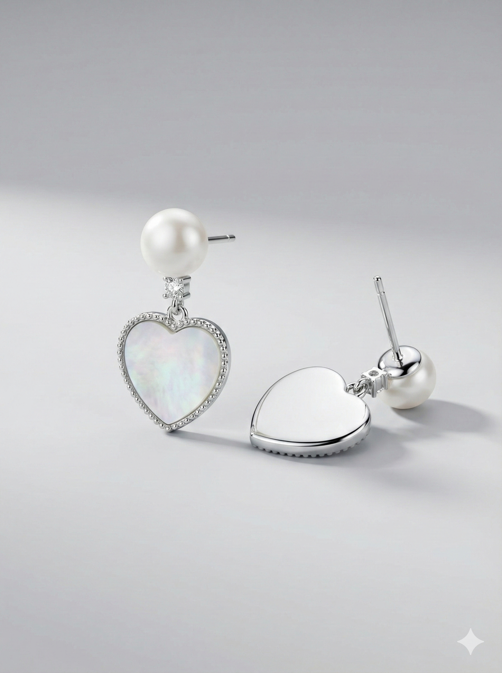 Pearl & Heart Drop Earring
