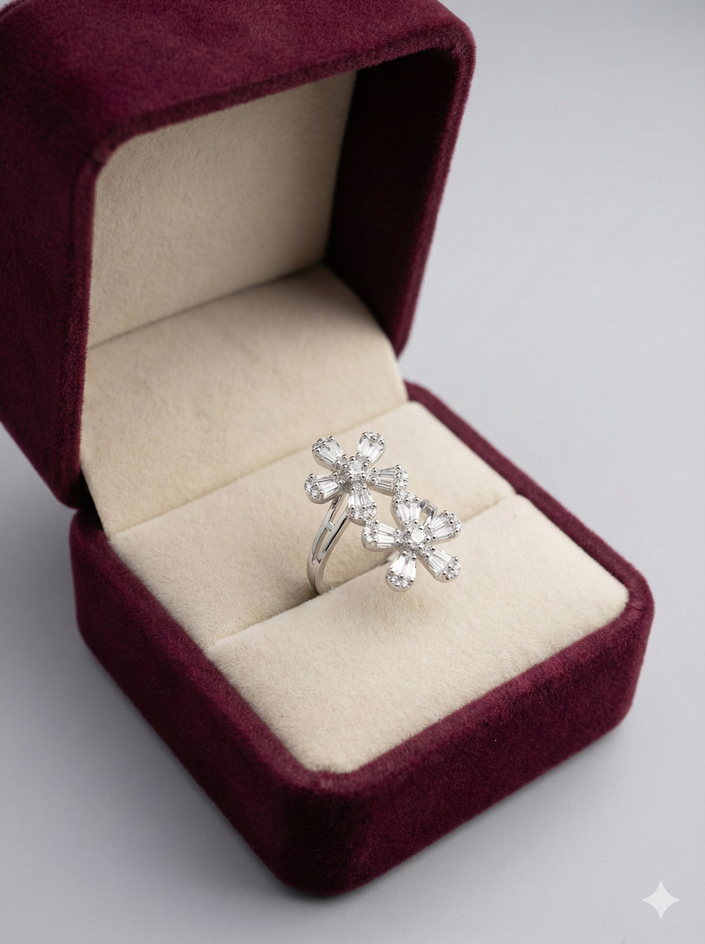Twin Blossom Sparkle Ring