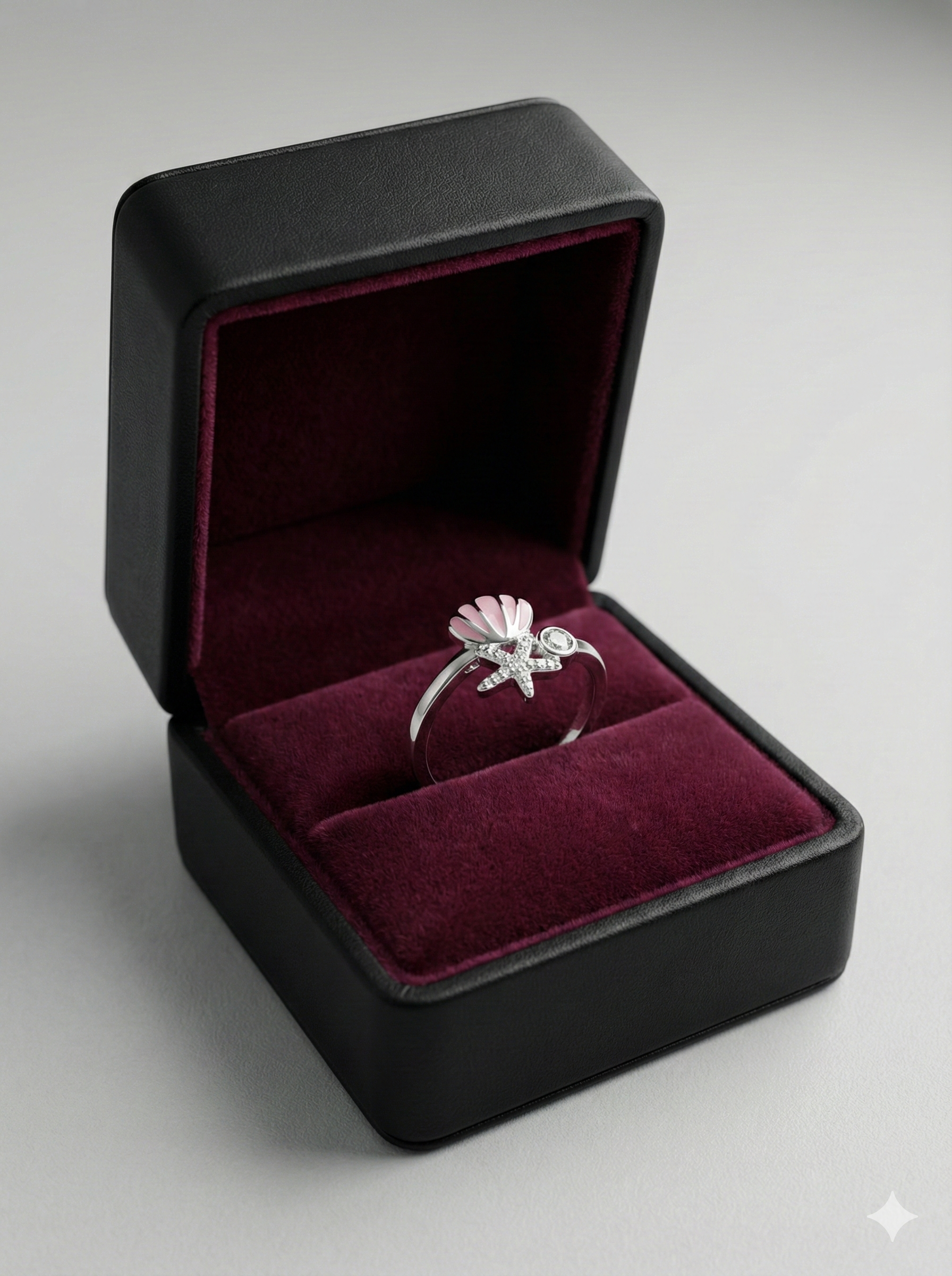 Pink shell& starfish Ring