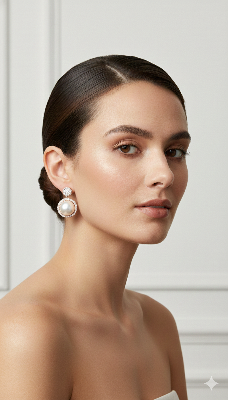 Rose Gold Pearl Studs