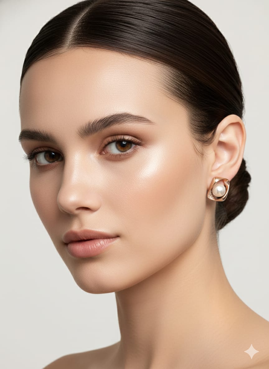 Geometric Cage Pearl Earring