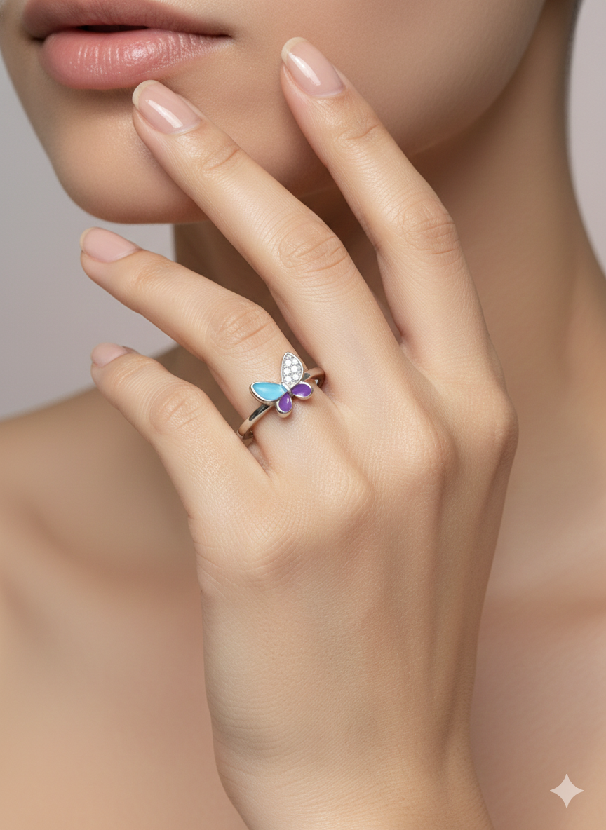 Enamel Butterfly Ring